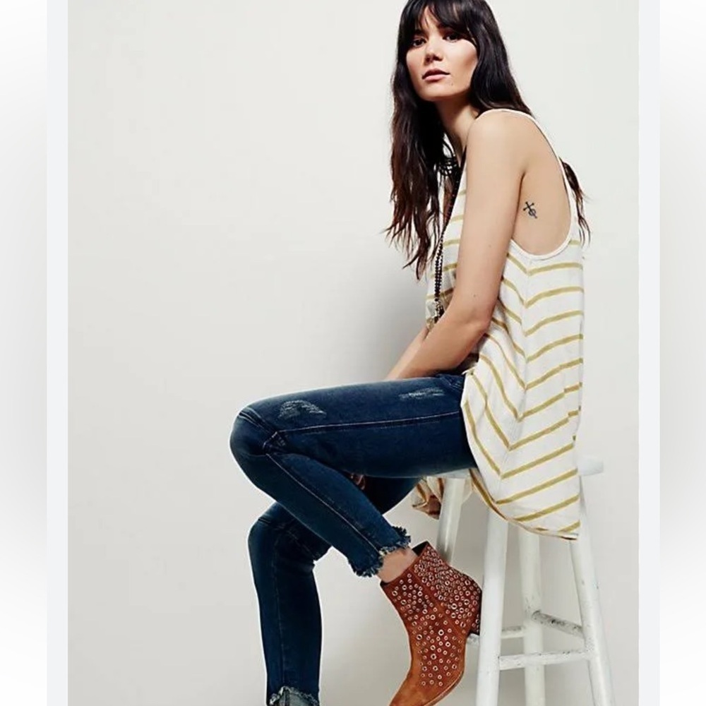 We the Free by FREE PEOPLE Garden Sleeveless Striped Tunic in Snow Heather